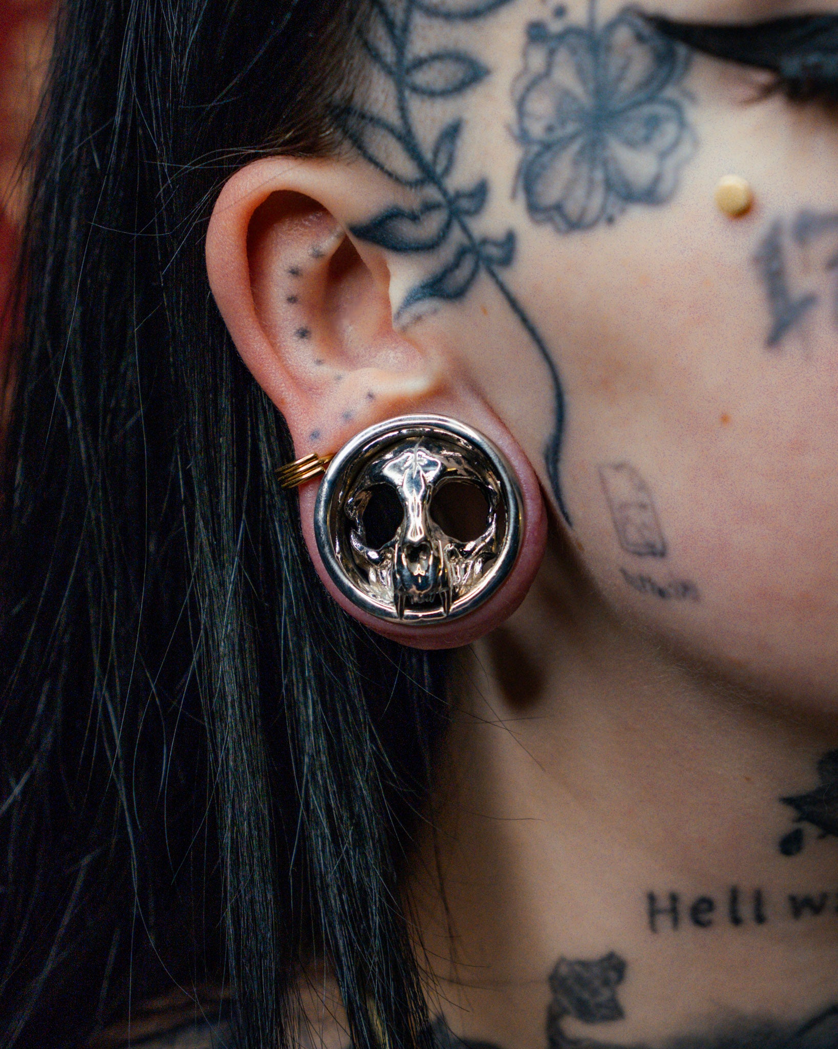 One Pair of Metal coated Catskull Mask Tunnels