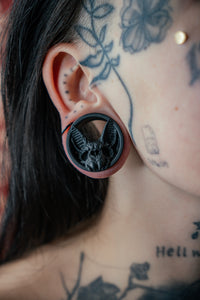 Handcrafted 3D printed Batskull tunnel, side view showing detailed skull motif, lightweight