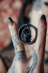 Front view close-up of 3D printed Warrior tunnel, artisan finish, lightweight for stretched lobes
